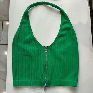 Green halter crop top